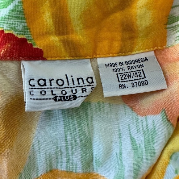 Carolina Colours Orange Floral Tropical Sleeveless Collared Midi Dress Size 22W - Picture 16 of 16